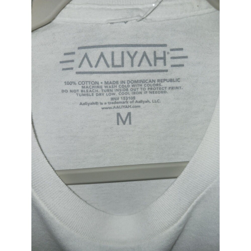 Aaliyah Womens Medium White Crop T-Shirt Tank Top Pink Graffiti Spray Paint Name - Picture 2 of 6
